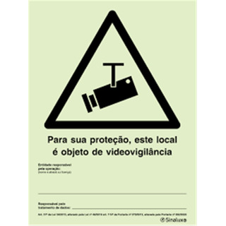 Placa Fotoluminescente 150x200 (Para sua Proteção, este local é objeto de videovigilancia) 13268A