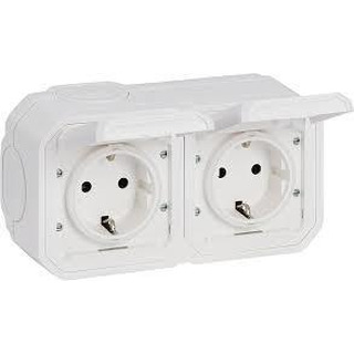 PLX-MBL Tomada Dupla 2x2P T com Ligador de Parafuso Saliente IP55 Branco 069772L